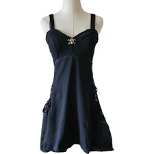 Tripp NYC Mini Dress Black Womens Medium Gothic Emo Grunge Y2k Punk Rave Skull