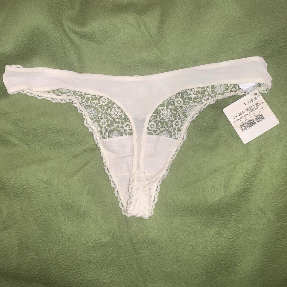 Bragas La Perla Marfil Encaje Talla 4 EE. UU. Grandes Hechas en Italia Nuevas con Etiquetas Foto 2 de 4