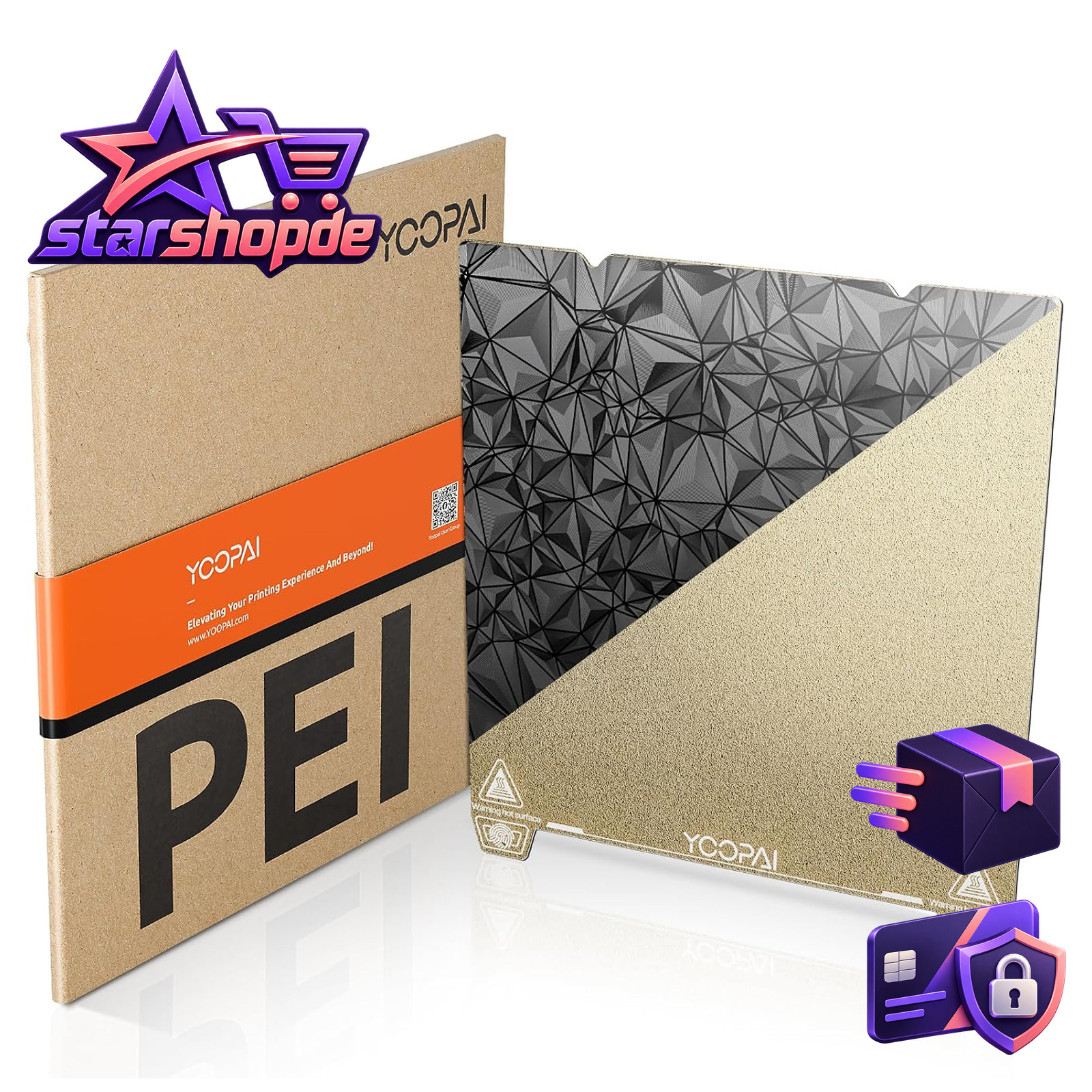 YOOPAI Doppelseitig Texturiert PEI + Glattes PEO Druckplatte 235x235mm, Magnetis