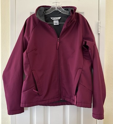 Columbia Women s XL Softshell Full Zip Jacket Dark Pink Berry Fleece Lined 