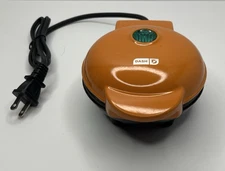 Dash Holiday Mini Pancake/Waffle Maker Orange Thanksgiving Pumpkin Die Non-Stick