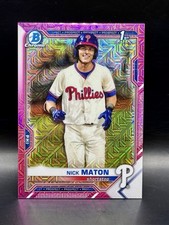 2021 Bowman - Chrome Prospects Nick Maton BCP-5 Fuchsia Mojo Refractor /199 (RC)