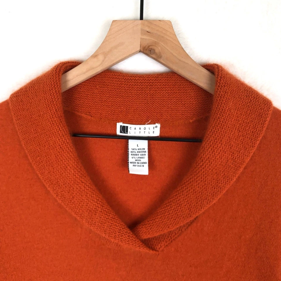 Suéter De Colección Cariole Little Angora Lambs Mezcla de Lana Para Mujer L Naranja Cuello en V L/S Foto 3 de 4