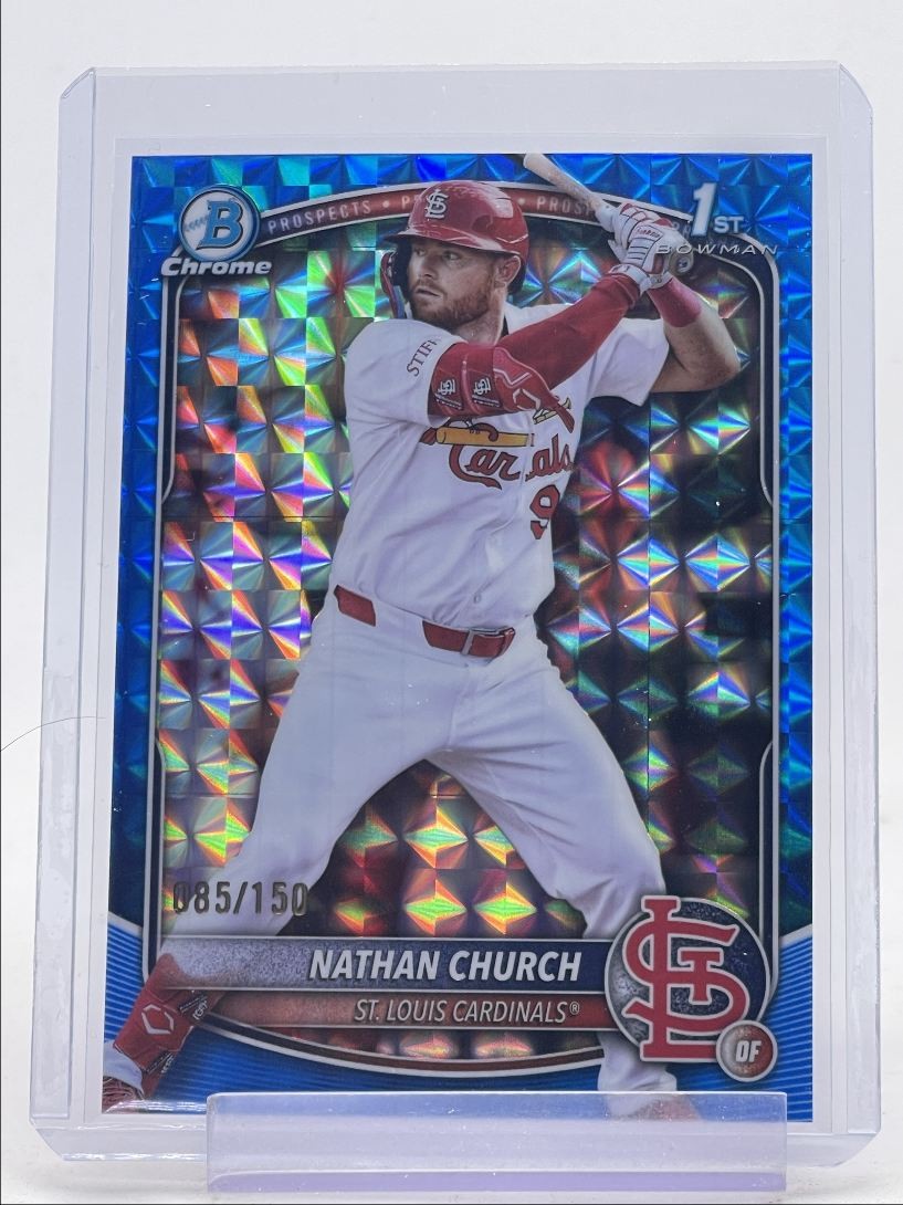 NATHAN CHURCH 2025 BOWMAN CHROME 1ST BLUE GEOMETRIC CARDINALS /150 Q2264