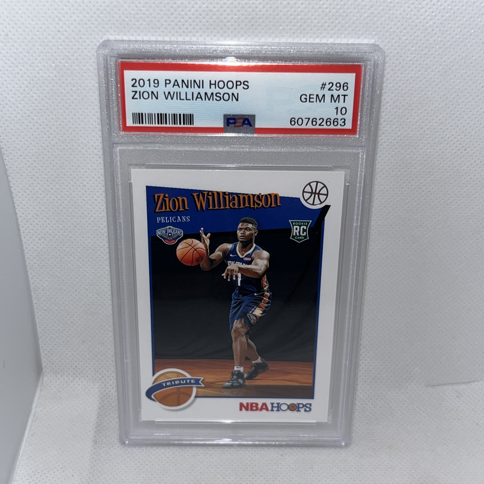 2019-20 Panini NBA Hoops - Hoops Tribute #296 Zion Williamson (RC) PSA 10