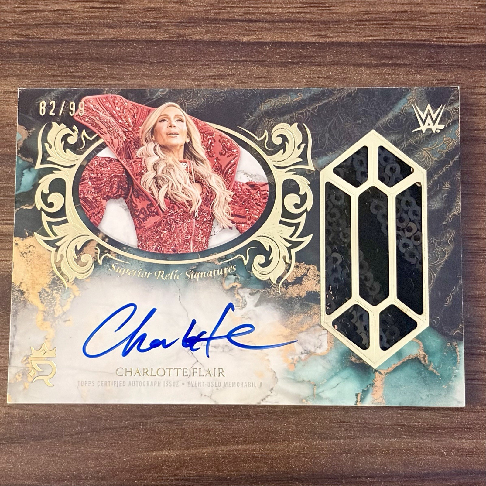 2025 Topps Royalty WWE Charlotte Flair Superior Relic Signatures Patch Auto /99 view 1