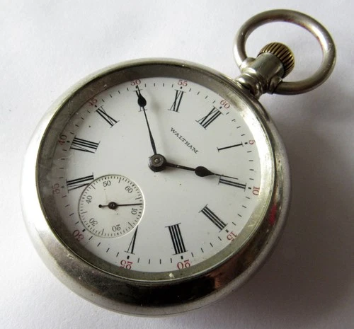 Antique Waltham Pocket Watch 18 size 7 jewels Silverode case for Parts-Repair