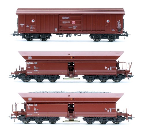 ROCO SPUR "HO" SCHWADER VON 3 DB 1X SCHWENKDACHWAGEN & 2X SCHÜTTGUTWAGEN
