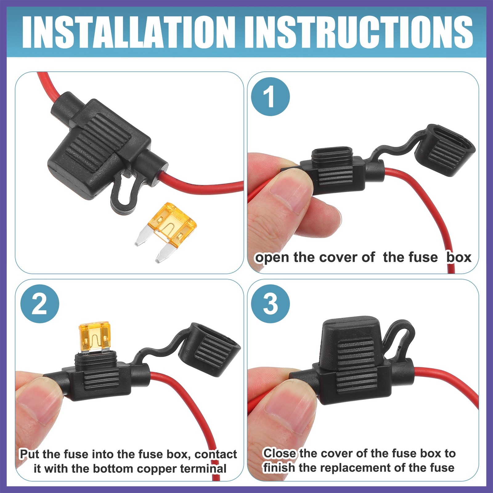 3 Set DC 12V Car ATC Blade Style Inline Mini Fuse Holder with 5A Mini Fuse New
