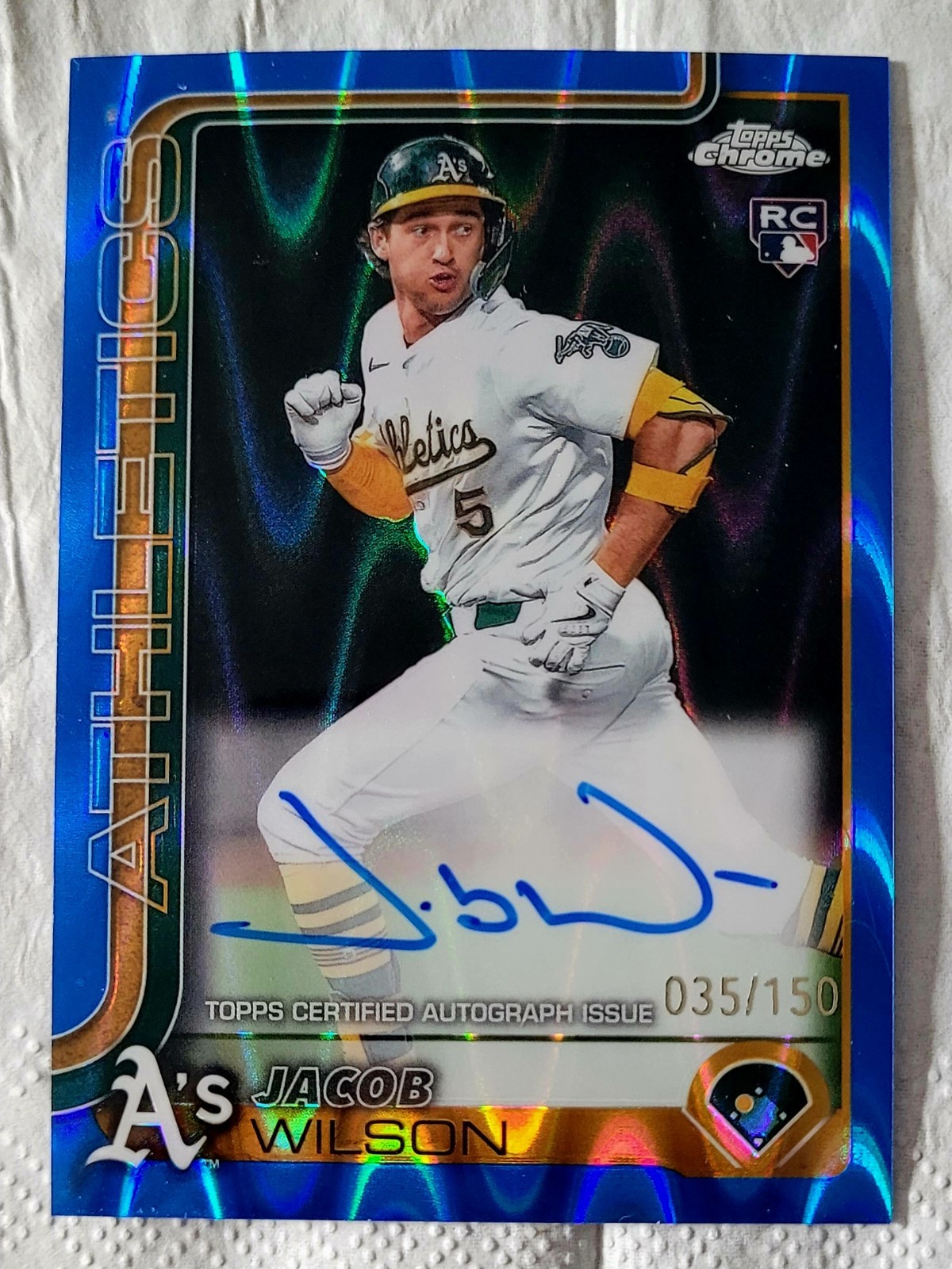 2025 Topps Chrome Jacob Wilson Blue Raywave Rookie Auto RC 35/150 #RA-JWI