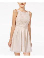SPEECHLESS Womens Fit + Flare Short Dress Beige Sleeveless Party Juniors 3