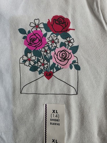 Girls Short Sleeve Rose Letter Graphic T-Shirt - Cat & Jack Cream XL(14) - Picture 5 of 6