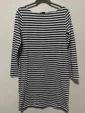 Gap Women Medium Striped Long Sleeve Dress Sheath White / Navy Blue Nautical