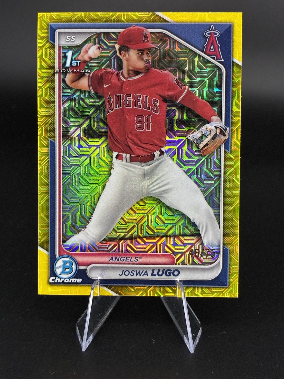 2024 Bowman Chrome Prospects Joswa Lugo #BCP-237 Yellow Mojo Refractor /75 1st