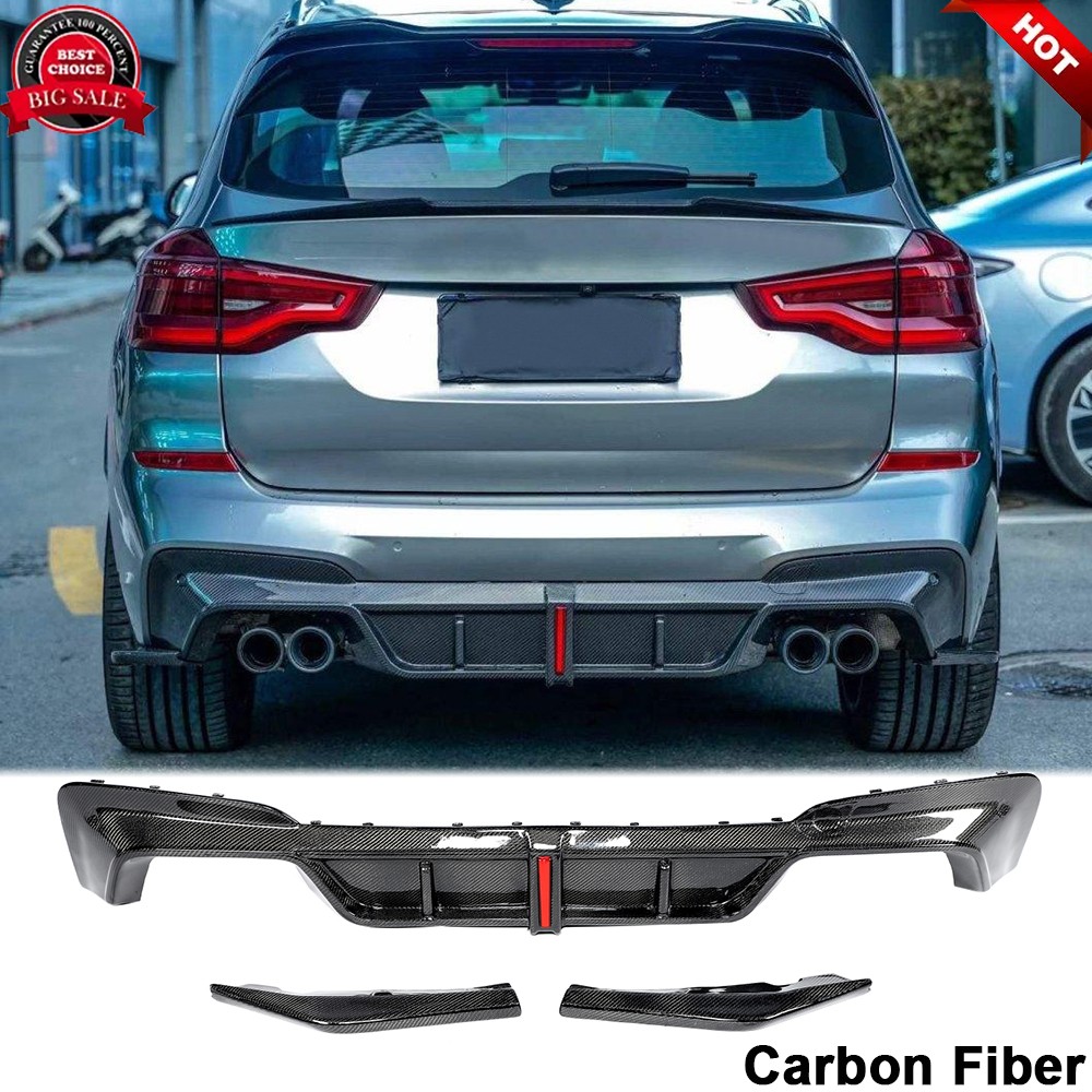 For BMW X3M F97 2019-2023 Carbon Fiber Rear Bumper Diffuser Lip Spoiler Splitter
