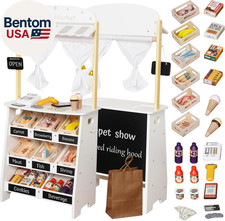 Kids Grocery Store Playset,Pretend Play Store Toy Wooden Supermarket Shopping