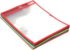 Heavy Duty Plastic Dry Erase Ticket Holder Pockets with Multicolored Fabric Edge