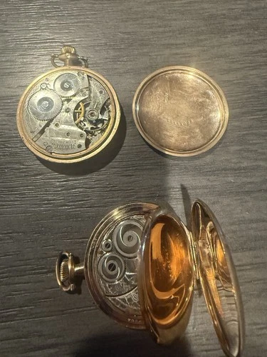 Antique Waltham & Elgin silver plate pocket watches
