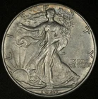 1941-D WALKING LIBERTY HALF DOLLAR LUSTROUS AU SPLASH OF NEON TONING