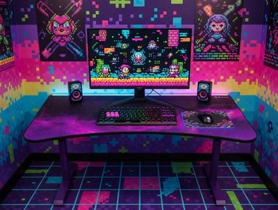Arozzi Arena Gaming Desk | Purple Galaxy | Full-Surface Mouse Pad
