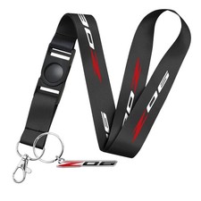 Chevrolet Corvette C8 Z06 Die-Cut Metal Key Chain Black Lanyard