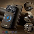 For iPhone 17 16 15 14 13 Pro Max Case PU Leather Card Slots Wallet Flip Cover