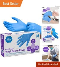 Blue Nitrile/Vinyl Exam Gloves, Powder-Free, Latex-Free, Disposable, Box of 100
