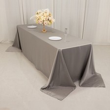 SILVER 90x156" RECTANGLE Lamour Satin TABLECLOTH Wedding Party Home Banquet