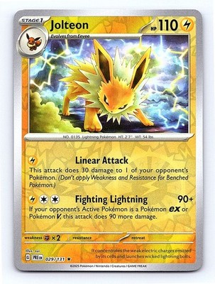 Jolteon Reverse Holo 029/131 SV: Prismatic Evolutions Rare NM