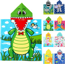 Cute Animal Hooded Beach Towel, Microfiber Bath Towels for Kids Toddler Infant B