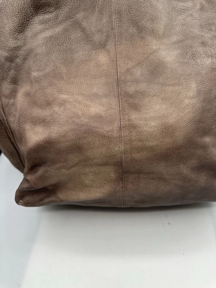 Free People Leslie Distressed BrownishTaupe Leather Satchel Convertible Tote Bag - Image 3 of 4