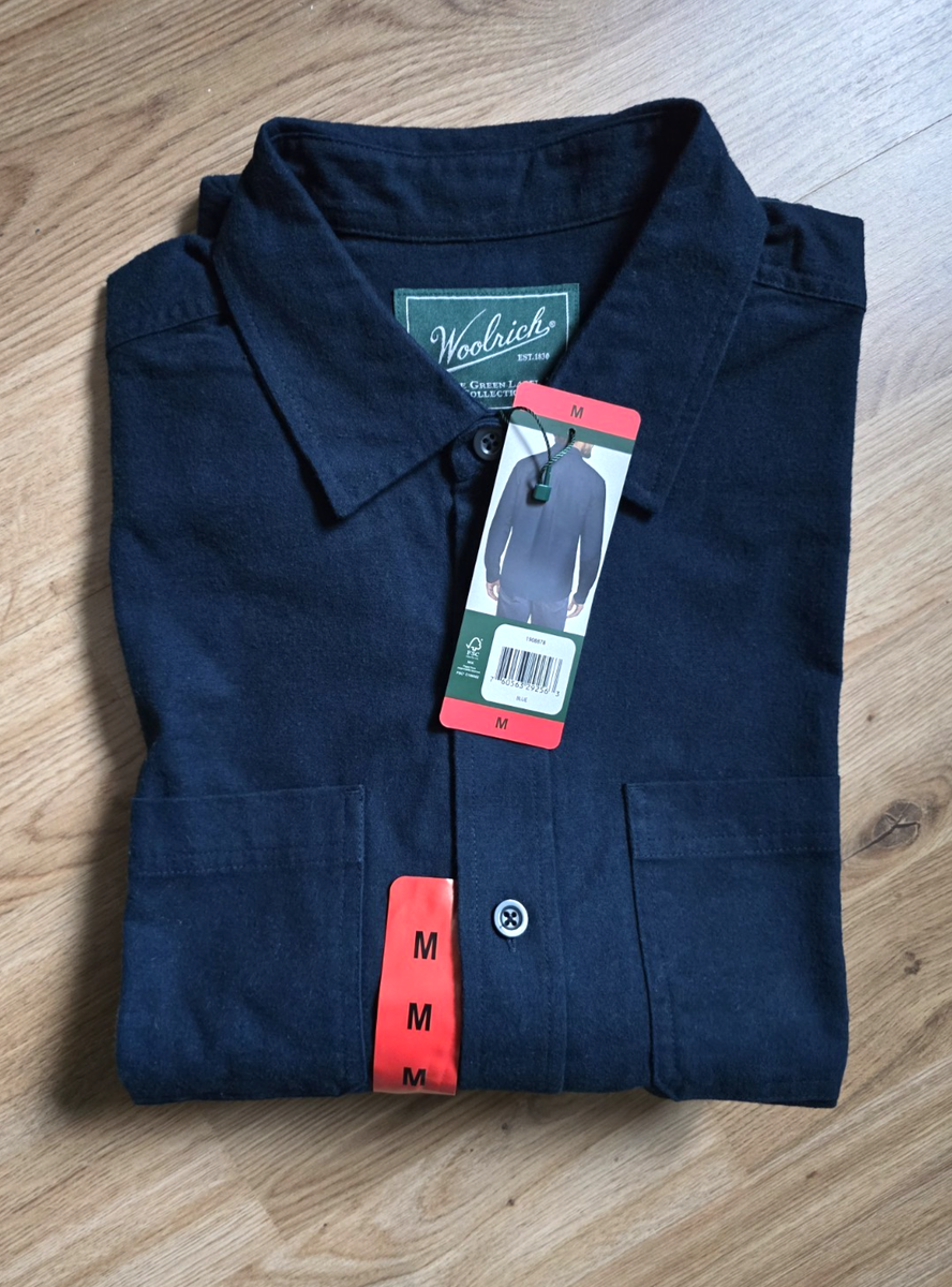 Woolrich Men's 100 Cotton Chamois Shirt Color Blue Size XL Pockets