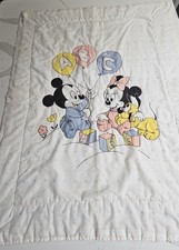 Vintage Dundee Baby Mickey Minnie Pluto Quilt Comforter 1980s ABC Balloons READ