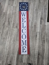 Welcome Sign for Front Door Porch 3.5 Feet Tall, Vertical Wooden Outdoor Indoor
