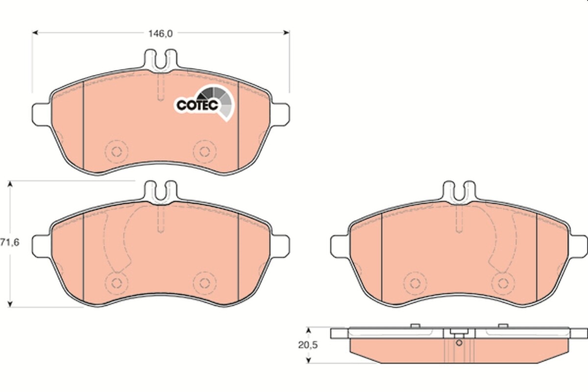 GDB1736 TRW Brake Pad Set, disc brake for MERCEDES-BENZ,MERCEDES-BENZ (BBDC)