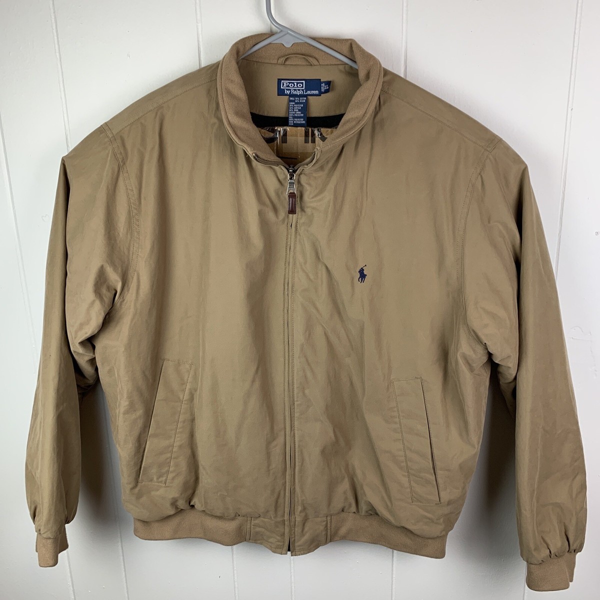 Polo Ralph Lauren Full Zip Jacket Wool Lining Tan Men