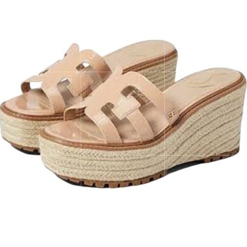 Sam Edelman Laine Espadrille Platform Wedge Sandals Nude Excellent Size M