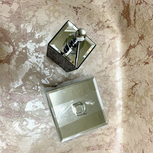 Bella Lux Rhinestone Mirror 3 Pc. Set Tray Soap Dispenser Lidded Box Luxury NEW! - Picture 3 of 5