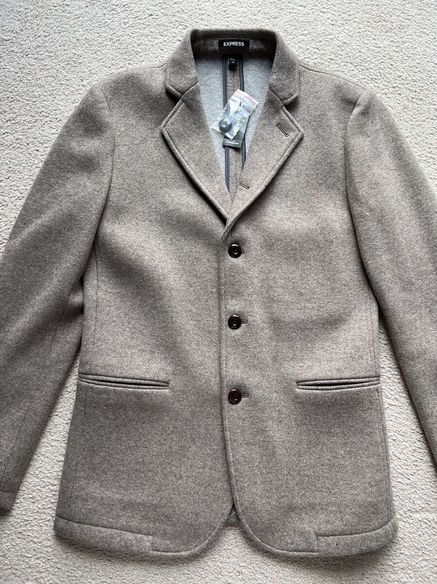 NEW EXPRESS TAUPE SAND WOOL BLEND CONVERTIBLE BLAZER JACKET COAT