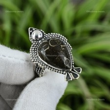 Pear Natural Turritella Agate 925 Silver Mother Multi Stone Ring Jewelry US 8