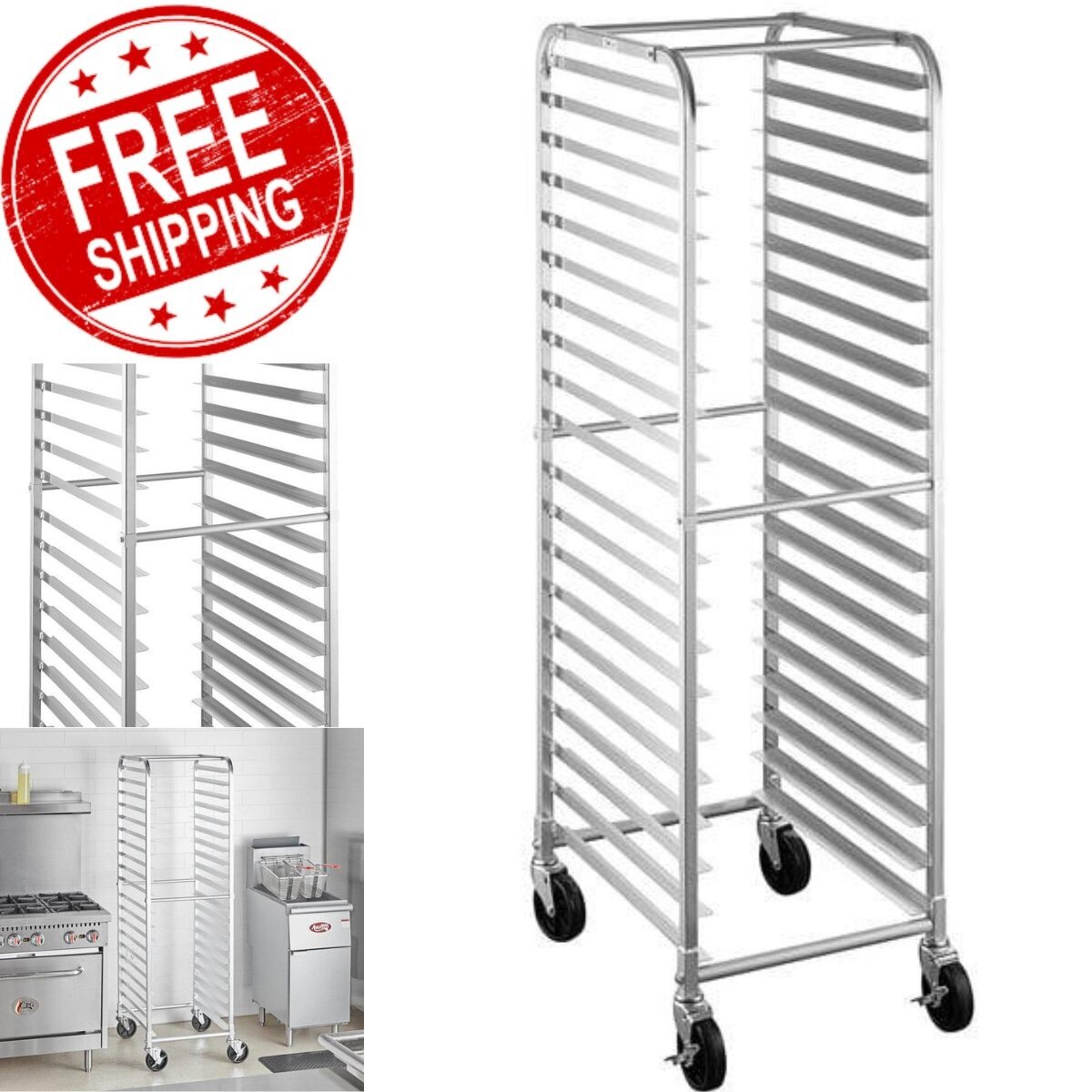 20 Pan Commercial Aluminum End Load Restaurant Bakery Bun Sheet Pan Speed Rack