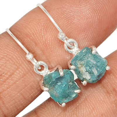 Natural Neon Blue Apatite 925 Sterling Silver Earrings Jewelry CE42330