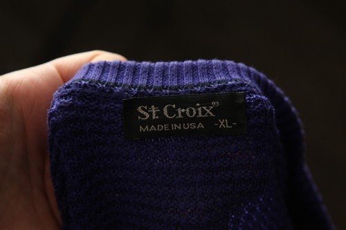St. Croix Men's purple textured crewneck long sleeve Sweater XL - Picture 2 of 4