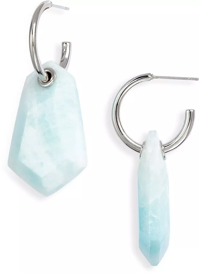 NWT Kendra Scott Ashlyn Huggie Earrings Teal Quartzite silver