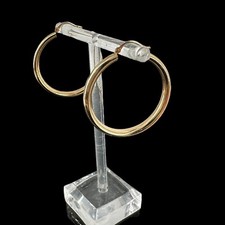 Estate 14k solid yellow gold 1.5" flat tube 4.5mm hoop earrings 4 grams