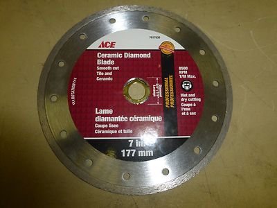 7'' Ace Ceramic Diamond Blade Smooth Cut Tile and Ceramic 8500RPM T/M Max 7617830