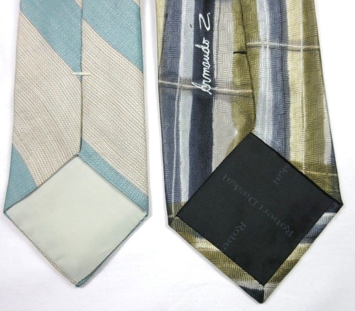 Corbatas de lino de seda Halston III Robert Daskal a rayas azul bronceado negro dorado gris - Imagen 5 de 9