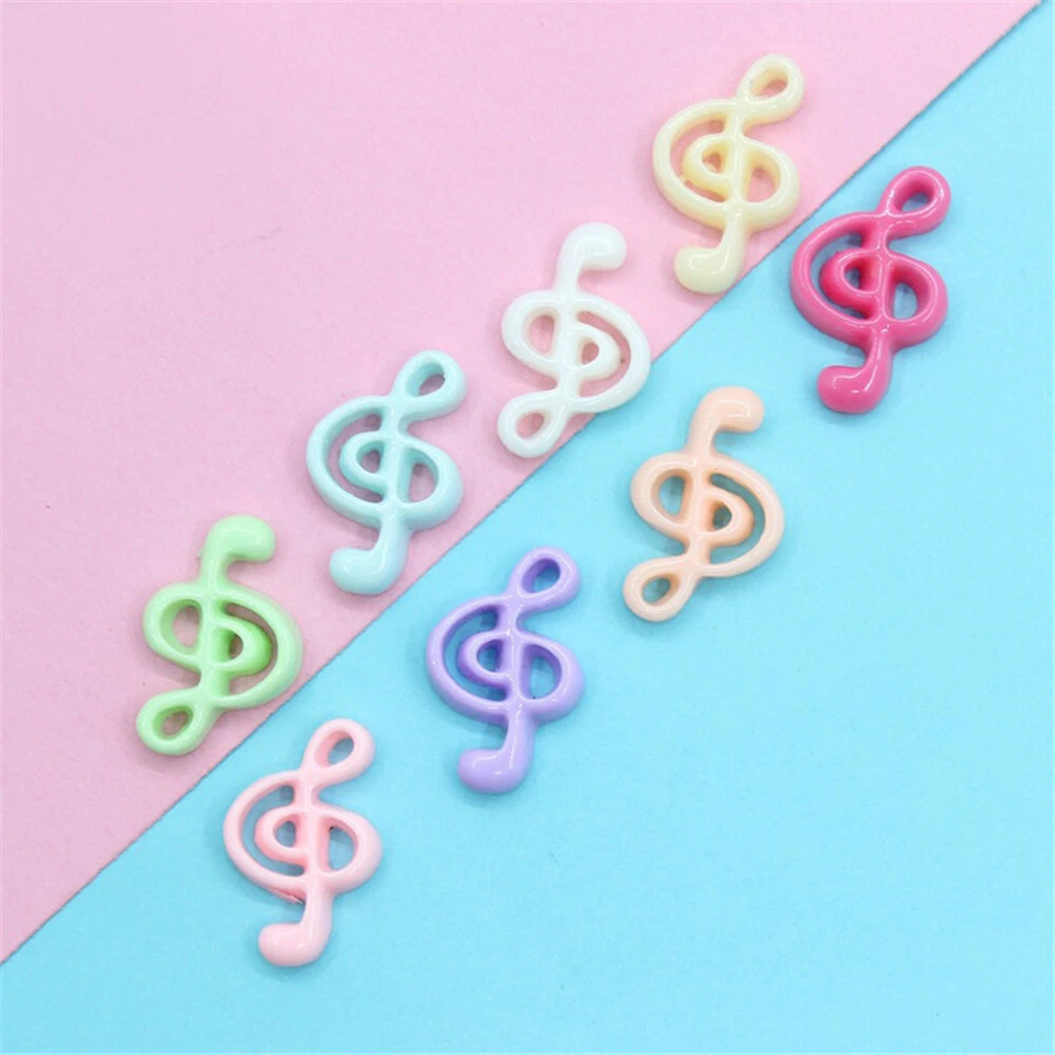 20 pcs Multicolors Resin Flatback Musical Note DIY Craft Making Decors 21x14mm - Image 3 of 4