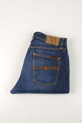 の 37642 Nudie Jeans Brute Knut Blue Swede Blue Men Jeans size 27/28