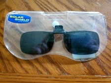 Solar Shield Clip-On Polarized Sunglasses, 54 Rectangle Flip Up Sunglasses New
